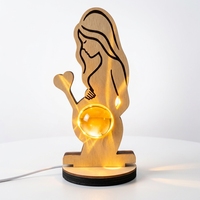 Lampe de nuit en verre et bois personnalisée, gravure laser, boule de cristal 3D de 40 mm, vente chaude