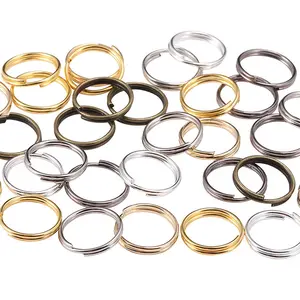 Fábrica Atacado Gold Sliver Preto Bronze Cor Metal Ferro Aço Inoxidável Split Ring Chaveiro Correntes Artesanato Fazendo