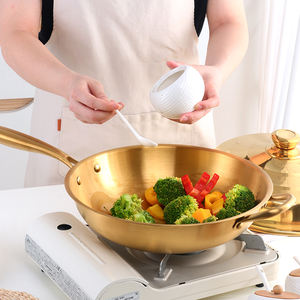 Ustensiles de cuisine Poêle à frire en acier inoxydable avec couvercle Poêles en métal <span class=keywords><strong>Wok</strong></span> de cuisson pour la maison hôtel restaurant - Product Image 3