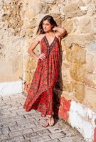 Robe indienne Boho pour femmes 100% coton imprimé fleuri 3/4 manches décontracté à la soirée porter Sexy plage Maxi robe