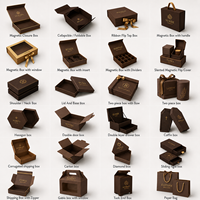 Boîte cadeau en chocolat personnalisée de luxe en carton rigide brun avec feuille d'or, 15 compartiments pour truffes, pralines, emballage de macarons