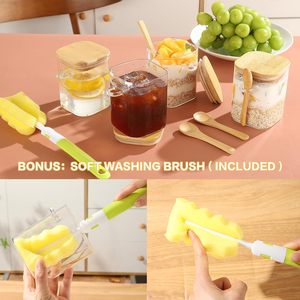 Yolowe Lọ Thủy Tinh MiệNg miệng rộng 540mlwide hộp đựng chuẩn bị bữa ăn kín gió yến mạch qua đêm có nắp đậy Hộp Đựng Ngũ Cốc chia Pudding - Product Image 5