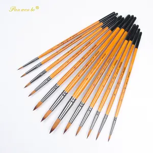 Manufacture Private Label Watercolor Acrylic Oil Miniature Paint Brush Fine Detail Liner Brush Wooden Handle Paint Brush