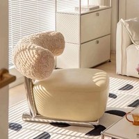 Fauteuil d'appoint Sled Base, style crème, luxe vintage, rembourré en peluche, en polaire Teddy, canapé simple de détente pour salon