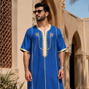 Qamis <span class=keywords><strong>Homme</strong></span> CCY, Kaftan Marocain Brodé Or, Djellaba Arabe, <span class=keywords><strong>Tenue</strong></span> de Prière Islamique pour l'Aïd, Ramadan, Arabie Saoudite, <span class=keywords><strong>Dubaï</strong></span>, Afrique - Product Image 1