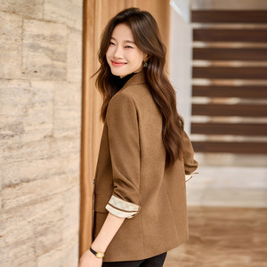 Women's Blazer Off White Solid Color Polyester Anti Wrinkle Spring Autumn Casual Korean Style Elegant Fit - Product Image 5