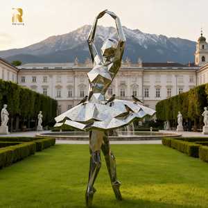Escultura de Bailarina de Acero Inoxidable de Tamaño Real, Estilo Moderno, para Exteriores, Plazas Públicas y Parques - Product Image 4
