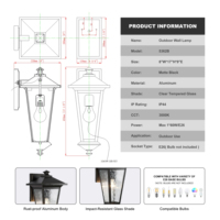 Lampe murale LED carrée en aluminium pour extérieur, design créatif, marron + or, angle de faisceau 20°, éclairage paysager de jardin, étanche IP44, nouveauté