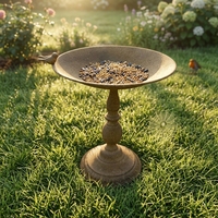 Mangeoire à oiseaux artisanale OEM en fer rustique vintage, bol orné, pour visiteurs aviaires de pelouse, finition thermolaquée, toutes saisons, extérieur