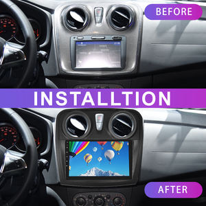 Podofo 2 Din radyo çerçeve özel kiti Renault SANDERO için yuvarlak delik 2014-2017 araba radyo kurulum paneli arayüzü montaj çerçevesi - Product Image 5