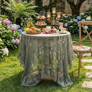 Floral Ruffle Edge Polyester Lace <b>Table</b> <b>Cover</b> for <b>Dining</b> Coffee <b>Table</b> Dustproof Home Decor - Product Image 5