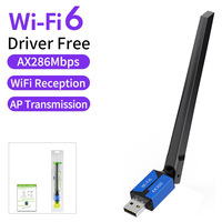 Carte réseau USB sans fil Wifi 6 CE FCC ROHS sans pilote, antenne externe, récepteur émetteur Wifi pour PC portable AX286Mbps