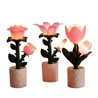 Lampe de table LED d'ambiance créative en forme de champ de tulipes, en ABS, design nordique, faite à la main, bloc de construction, veilleuse