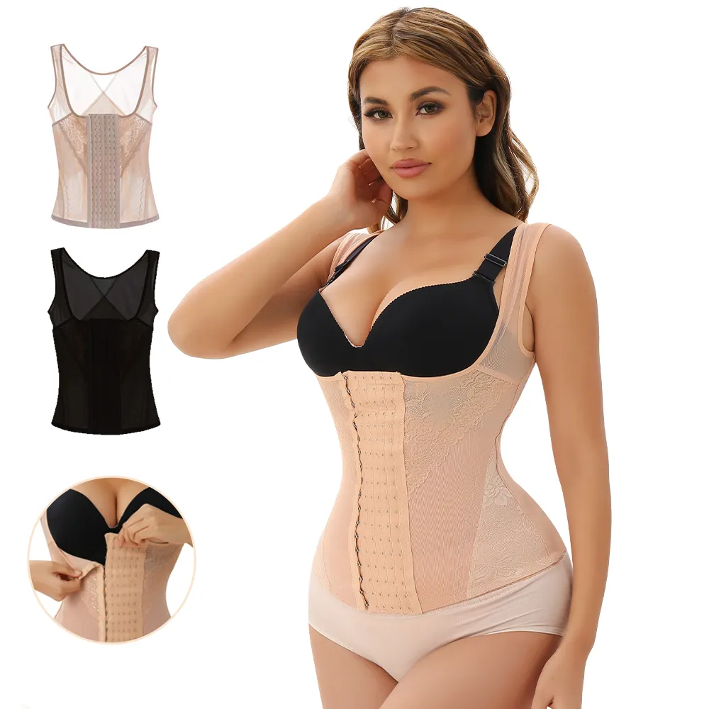 Kadın bel eğitmen yelek nefes Shapewear geri destek kilo kaybı Tank Top gömlek egzersiz korse