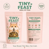 Sachets d'emballage personnalisés pour aliments pour petits animaux, avec fenêtre transparente, refermables, à fermeture éclair, en plastique pastel, pour marques de produits pour animaux de compagnie de petite taille