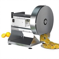 Commerciële roestvrijstalen motor aangedreven automatische elektrische snijmachine voor uien, aardappelen, citroenen, mango's, kokosnootchips, fruit en groenten
