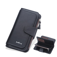 Portefeuille long de luxe pour femme, style coréen, avec fermeture éclair, boucle et multiples emplacements pour cartes, en cuir PU, pochette porte-monnaie PC