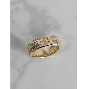 Unisex 925 Sterling Silver Gold Plated VVS1 Moissanite Diamond Hip Hop Wedding Band Engagement <b>Ring</b> Jewelry - Product Image 4