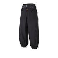 FLYSKI Pantalon de ski et snowboard unisexe imperméable 10 000 mm coupe-vent respirant noir style baggy avec coutures thermosoudées et fermeture éclair