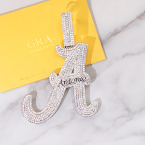 Jewelry 925 Sterling <b>Silver</b> 18K Gold Plated GRA Certificate VVS D color Moissanite <b>Initial</b> Letter Custom Pendant <b>Necklace</b> Unisex - Product Image 1