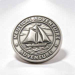 เหรียญที่ระลึกการผจญภัยทางทะเลแบบกำหนดเอง เหรียญโลหะผสมสังกะสีสองด้านสีเงินโบราณ ของสะสมสำหรับการเดินเรือ ต้อนรับปีใหม่ - Product Image 3
