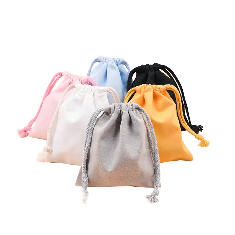 Accessori regalo portaoggetti in cotone panno di lino chiusura tascabile logo stampabile personalizzato con coulisse borsa in tessuto di cotone