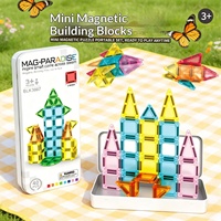 Juego de Bloques Magnéticos de Construcción para Niños, con Ventana de Colores, en Caja de Plástico Portátil, Mini Bloques de 3.75cm, Juguete de Ensamblaje para 4-6 Años