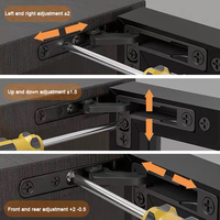 Charnière hydraulique invisible réglable pour armoire de cuisine et salle de bain, véritablement dissimulée