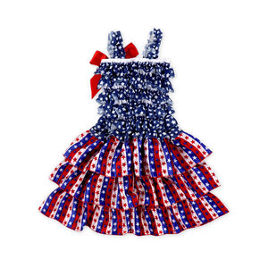 Vestidos de Fiesta para Niña, Verano 2022, Diseño Floral Patriótico Vintage, con Lazo, Transpirables, Hasta la Rodilla - Product Image 6