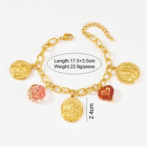 Collier pour filles en acier inoxydable, motif croix exotique transfrontalière, anges, bambou, éléments multiples, cœur et fleur de prunier, cadeau d'anniversaire - Product Image 3