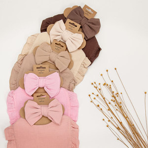 European American Solid Ruffled Baby Bib 2Pcs Set Stretchy Bow <b>Headband</b> Matching Infant Saliva Towel For Kids <b>Newborn</b> Gift Set - Product Image 6