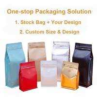 Emballage de grains de café imprimé personnalisé recyclable boîte à fond carré pochette sacs de café 200g 500g 1kg 4oz 8oz support de gâteau de bonbons alimentaires