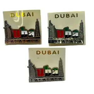 Kustom Promosi Dubai turis Souvenir kota Magnet kulkas logam campuran seng dekorasi kustom Logo minimalis trendi