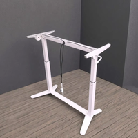 Bureau ergonomique mobile à hauteur réglable pneumatique à double jambe avec plateau inclinable et roulettes