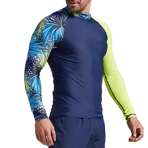 Maillot de bain à manches longues pour homme, jersey 220g avec motif, manches raglan, col rond, séchage rapide, coupe régulière, haut de compression - Product Image 4