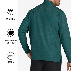 Tùy Chỉnh Thiết Kế Logo Màu Xanh Lá Cây In Thể Thao Trọng Lượng Nhẹ Cổ Áo Quý Zip Áo Thun Golf Người Đàn Ông Mỏng Phù Hợp Với Dài Tay Áo Áo Cho Nam Giới - Product Image 2