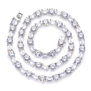 Chất Lượng Hàng Đầu Hợp Thời Trang Đồng 18K Vàng Mạ Ice-Hiệu Quả Hip-Hop Hình Thanh Tennis Bóng Vòng Cổ Chuỗi Pha Lê Vuông Cho Đảng - Product Image 2