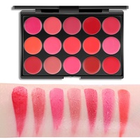 Palette de rouge à lèvres mat 15 couleurs, longue tenue, imperméable, haute pigmentation, couleur de lèvres veloutée, maquillage OEM, étiquette privée, vente en gros, personnalisable