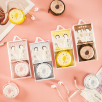 Écouteurs filaires intra-auriculaires pour enfants, motif donut mignon, avec microphone, chipset JL, étanches IPX-1, étui de rangement inclus