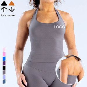 Top Deportivo Halter de Alta Elasticidad para <span class=keywords><strong>Mujer</strong></span>, Transpirable, con Espalda Descubierta y Cuello Cuadrado, Chaleco Deportivo para <span class=keywords><strong>Gimnasio</strong></span>, Top de Yoga Sin Costuras - Product Image 1