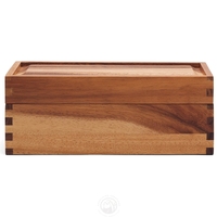 Boîte à recettes rectangulaire en bois d'acacia, écologique, style européen, qualité supérieure, finition laquée, deux compartiments, porte-cartes