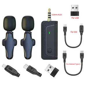 2in1デュアルK35カラーライブミニラペルマイクK35ポッドキャスラベリアUSB3.5MMワイヤレスマイク携帯電話教師用カメラ