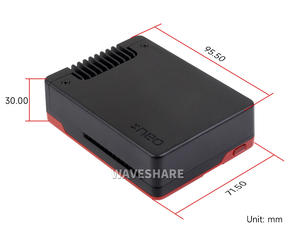 用于覆盆子皮5的氩NEO铝合金外壳，内置冷却风扇，黑色/红色，可拆卸顶盖，覆盆子皮5 - Product Image 6