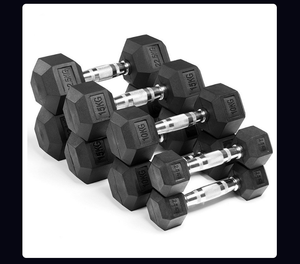 Full Size Stock Hexagonal Rubber Coated Cast Iron Dumbbell for Home Gym <b>Strength</b> <b>Training</b> Free Weight Exercise Equipment - Product Image 4