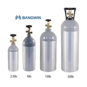 Fabricant de boissons de qualité alimentaire de haute qualité DOT3AL 10LB 6.7L 124Bar Réservoir de bouteille de gaz Co2 en aluminium