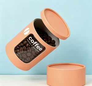 Cilindro de Papel Kraft de Grado Alimenticio de Lujo Personalizado con Ventana, Caja de Embalaje para Granos de Café y Té - Product Image 4