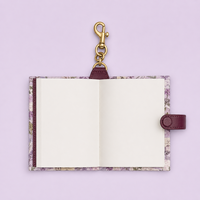 LABON Cuaderno Mini A7 Personalizado con Encanto, Cubierta Lavanda, Estampado Floral Acuarela, Lomo de Cuero, Solapa con Broche, Clip Dorado Tipo Langosta, OEM ODM