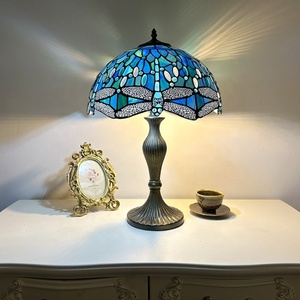Lámpara de Mesa Longhuijing Estilo Libélula Azul de 16 Pulgadas, Ecológica, Flexible, LED AC E26, Pantalla de Vidrio Tintado, para Sala de Estar - Product Image 2