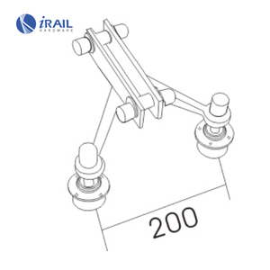 Raccordi a ragno per parete continua in acciaio inossidabile con 2 bracci su entrambi i Sider per una distanza di 200mm - Product Image 2