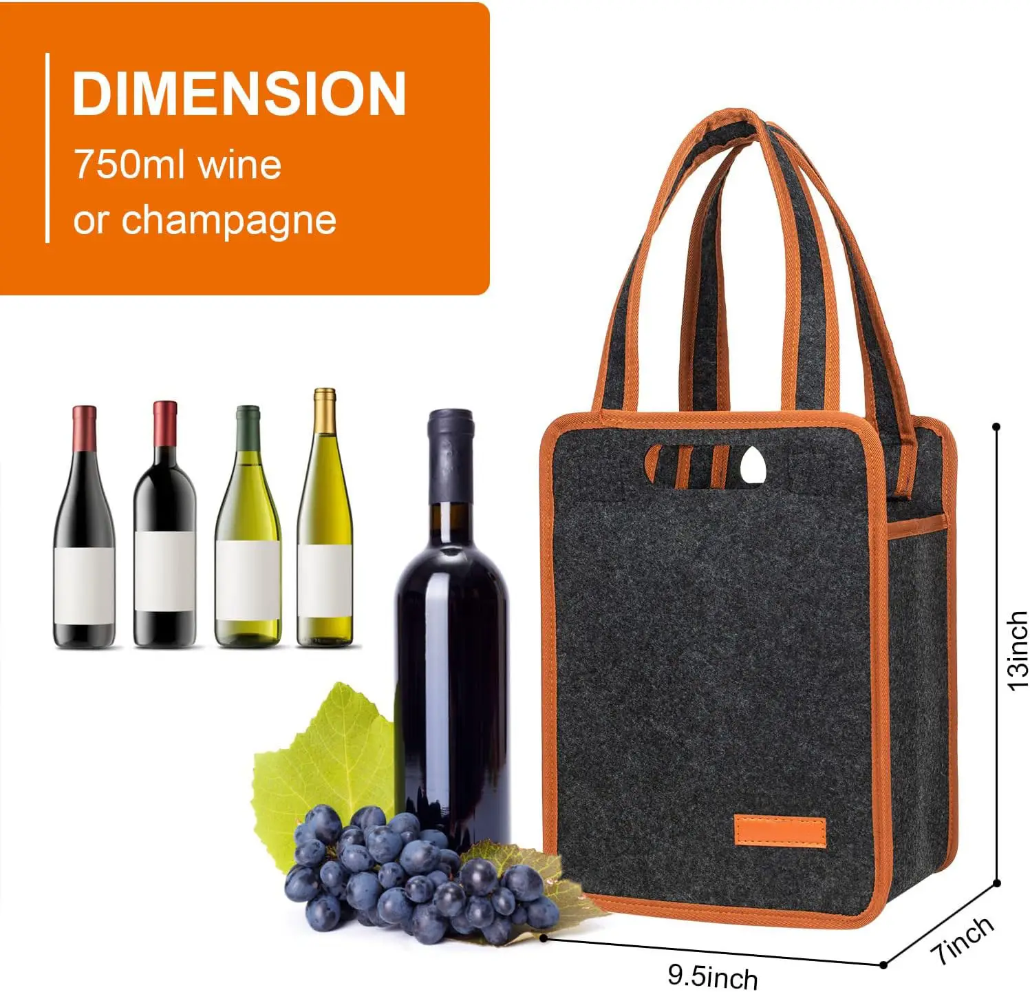 Gran espacio reutilizable OEM ODM Wine Carrier Tote Travel 6 botellas Wine Tote Bag para botellas de vino